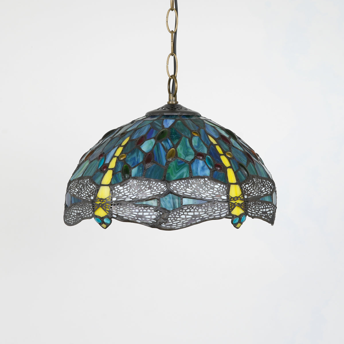 Suspension en Verre Teinté Tiffany à Libellules