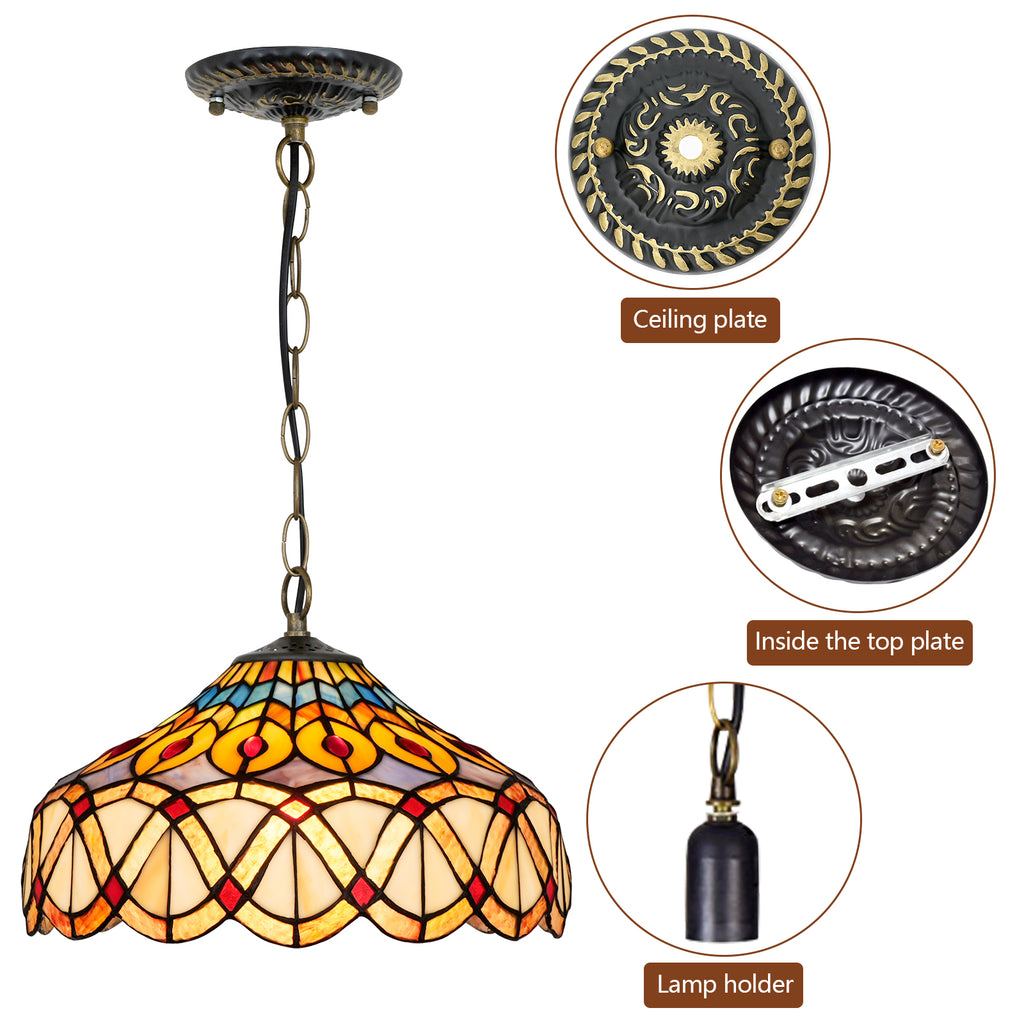 Suspension Style Tiffany en Verre Teinté Multicolore