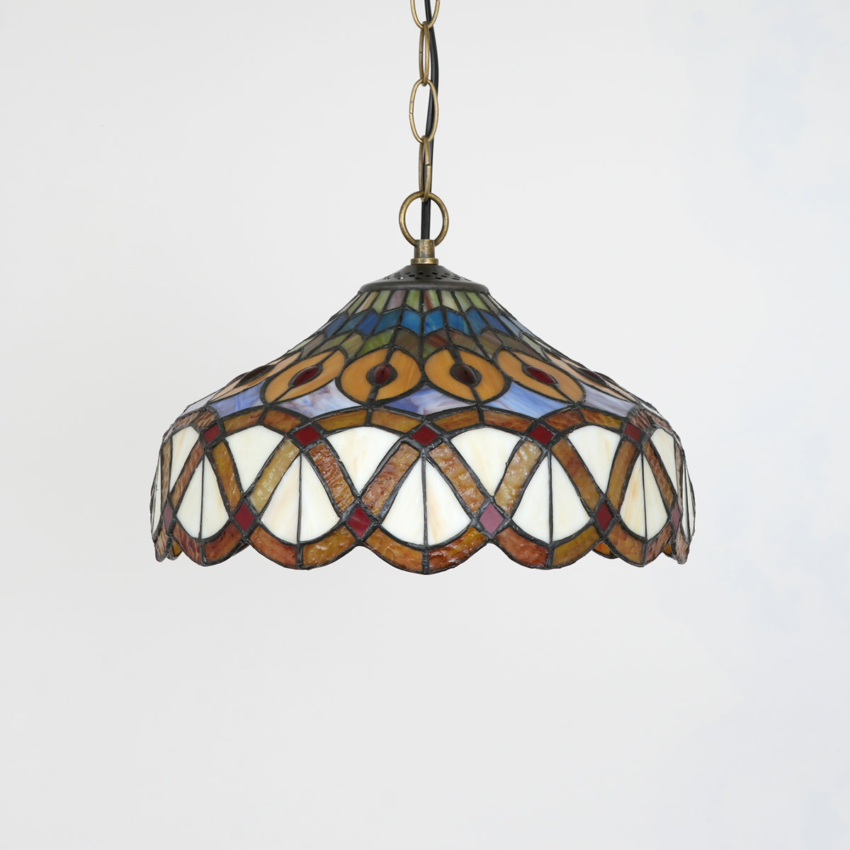 Suspension Style Tiffany en Verre Teinté Multicolore