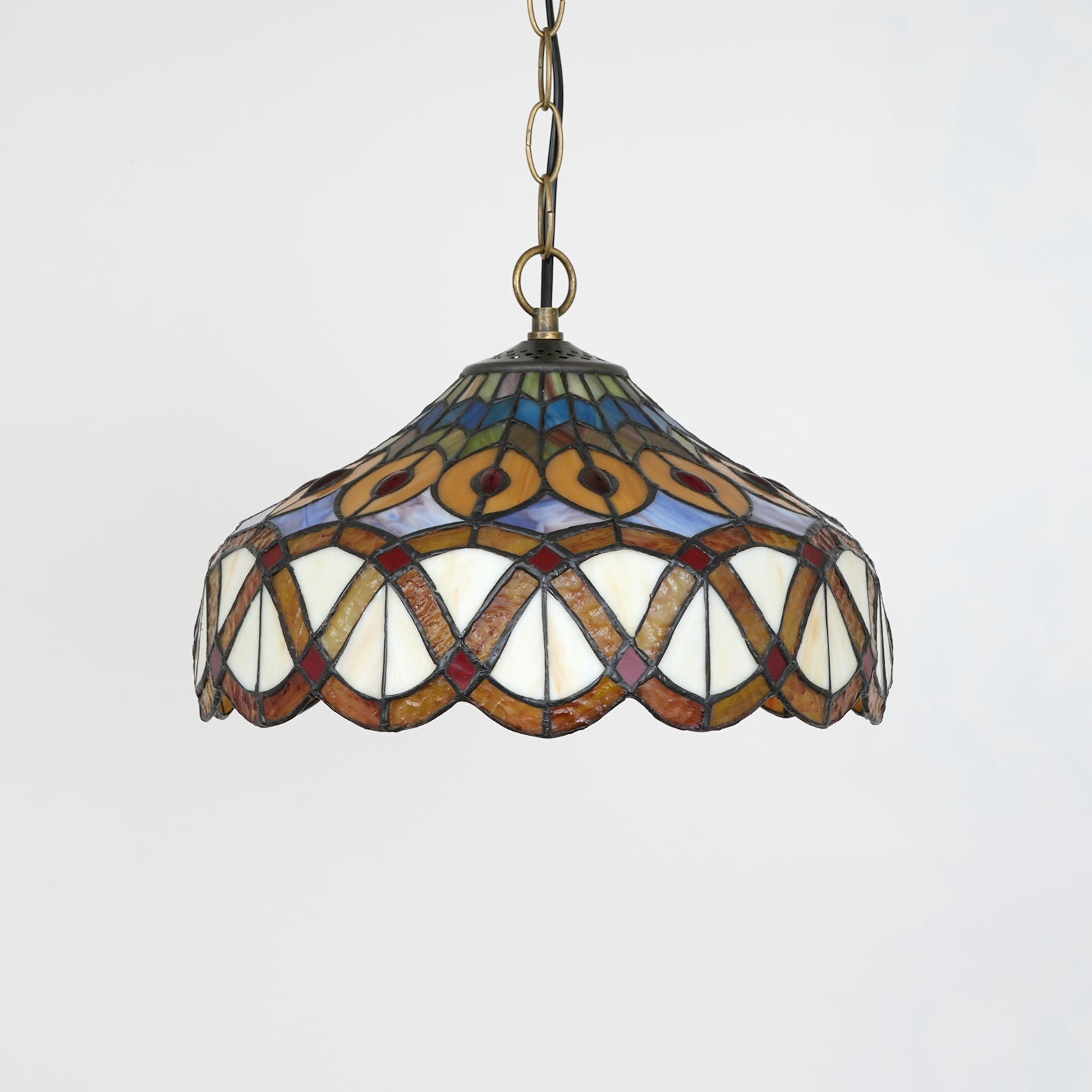 Suspension Style Tiffany en Verre Teinté Multicolore Image