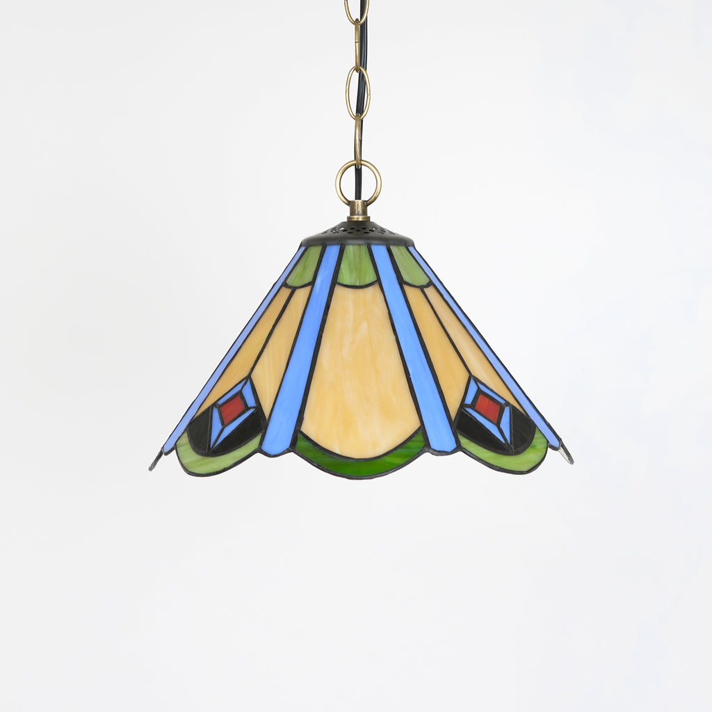Suspension en Verre Teinté Art Déco Bleu Ambre