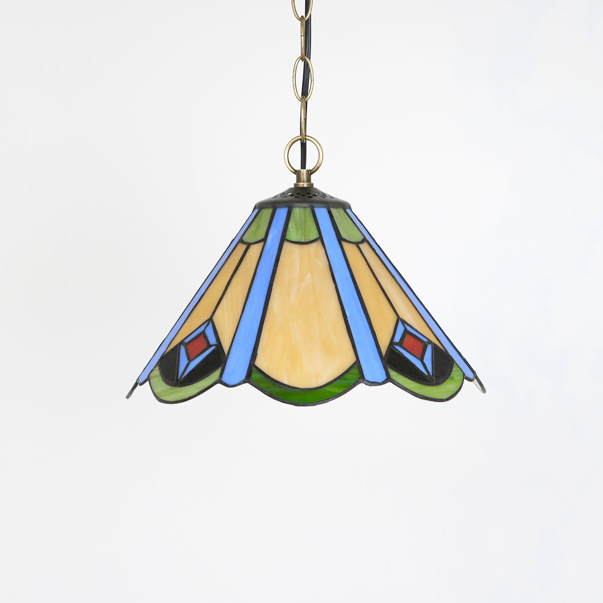 Suspension en Verre Teinté Art Déco Bleu Ambre