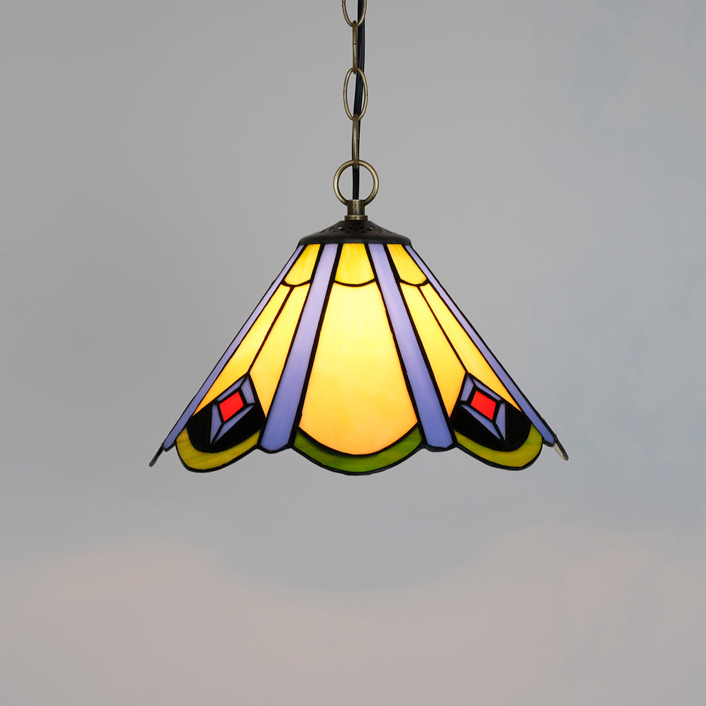 Suspension en Verre Teinté Art Déco Bleu Ambre