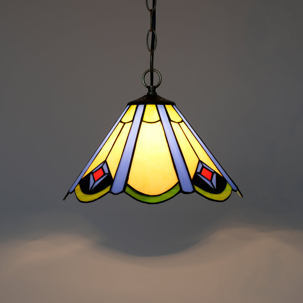 Suspension en Verre Teinté Art Déco Bleu Ambre