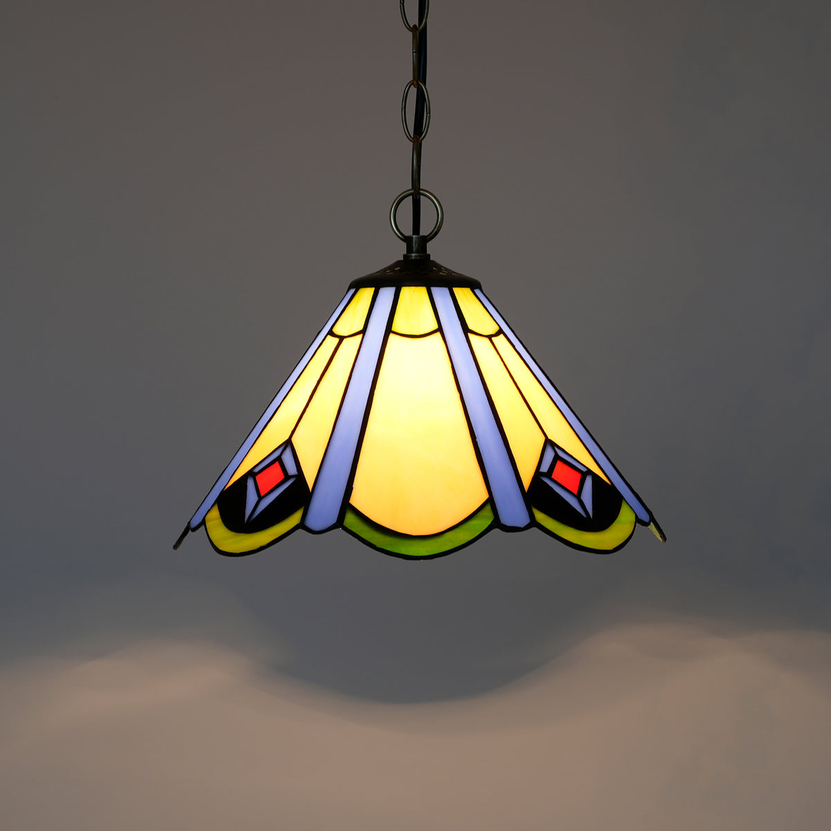 Suspension en Verre Teinté Art Déco Bleu Ambre