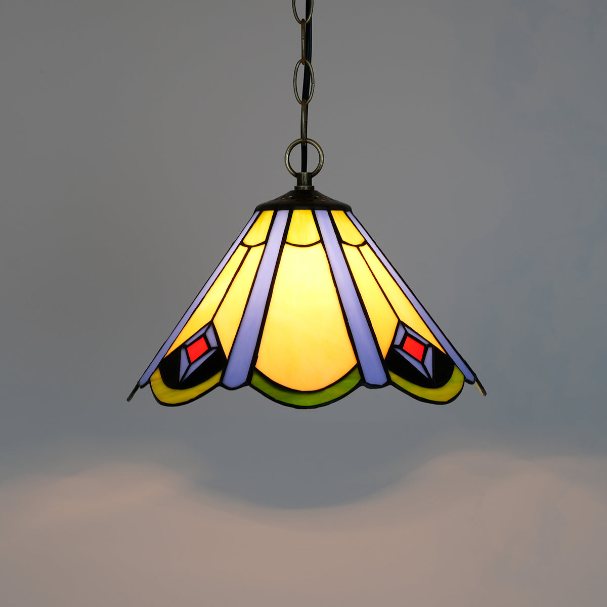 Suspension en Verre Teinté Art Déco Bleu Ambre