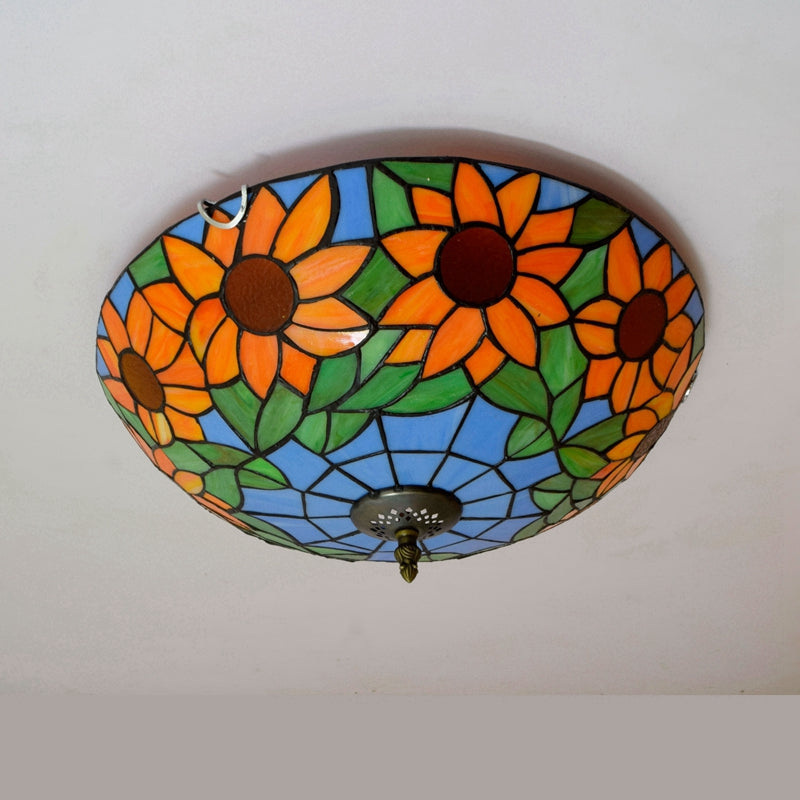 Plafonnier en Vitrail Style Tiffany Tournesols Image