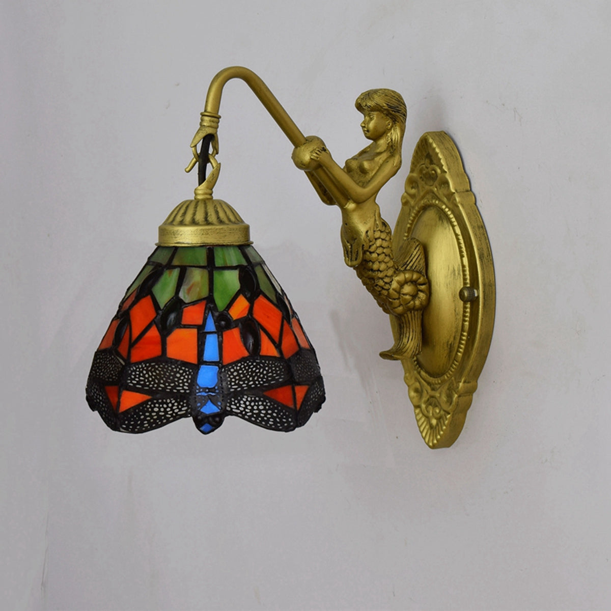 Applique Murale Sirène en Verre Tiffany Libellule