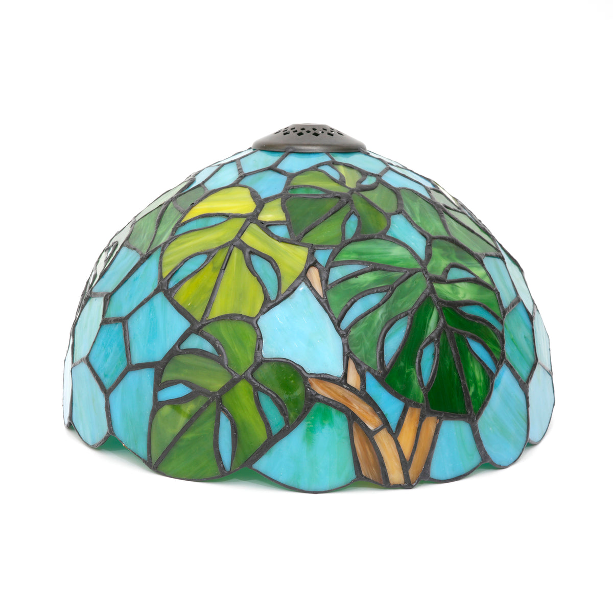 Abat-jour en Vitrail Motif Tropical Vert Bleu
