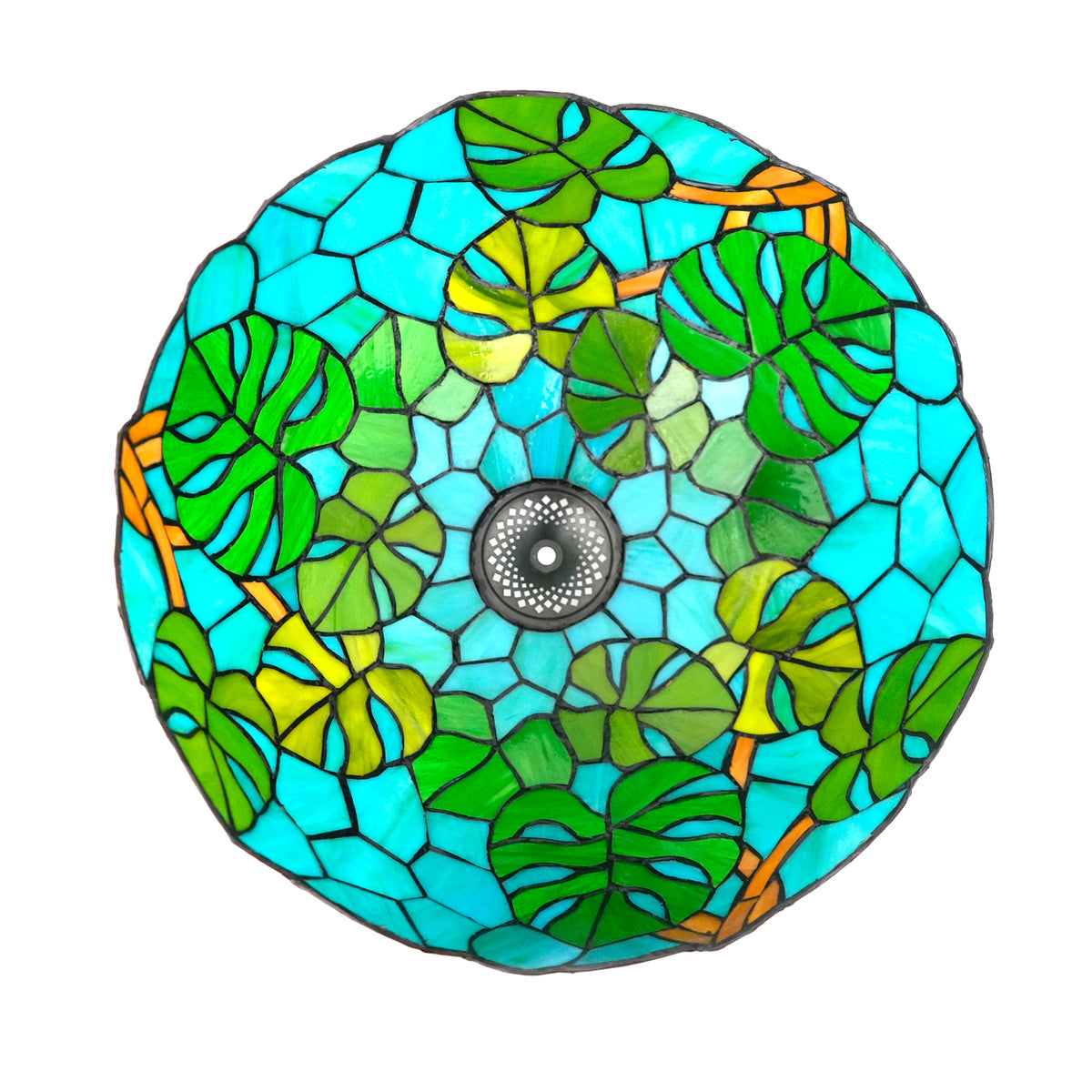 Abat-jour Dôme Tiffany en Verre Teinté Tropical