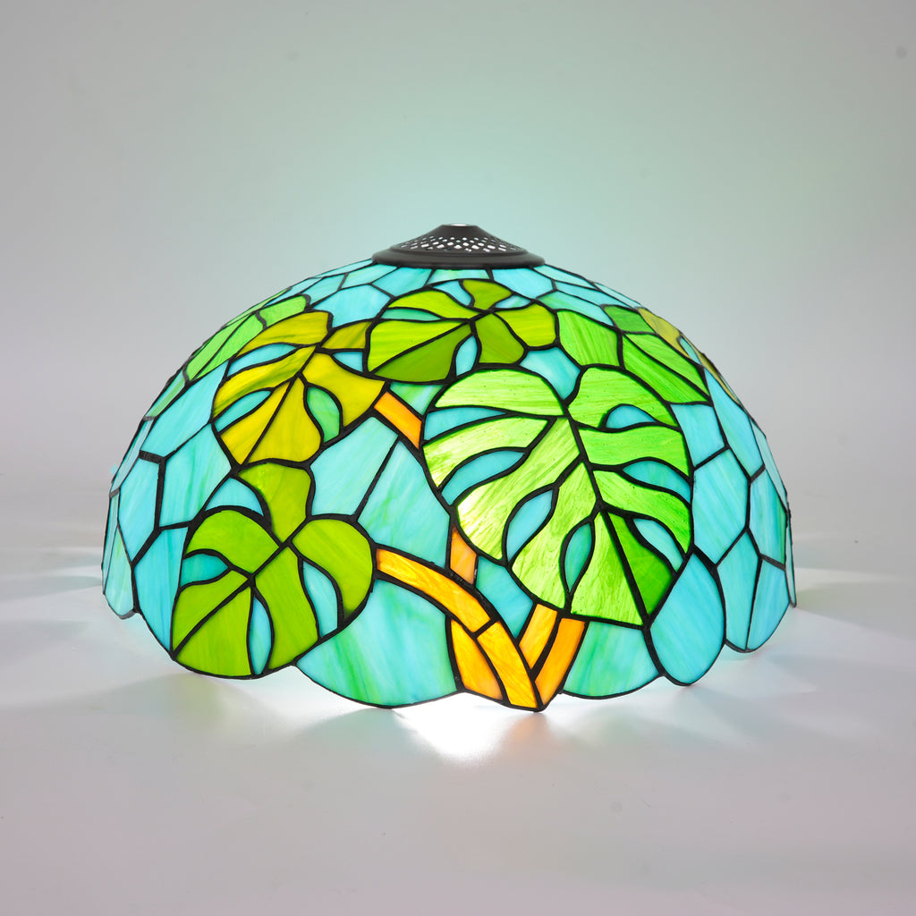 Abat-jour Dôme Tiffany en Verre Teinté Tropical