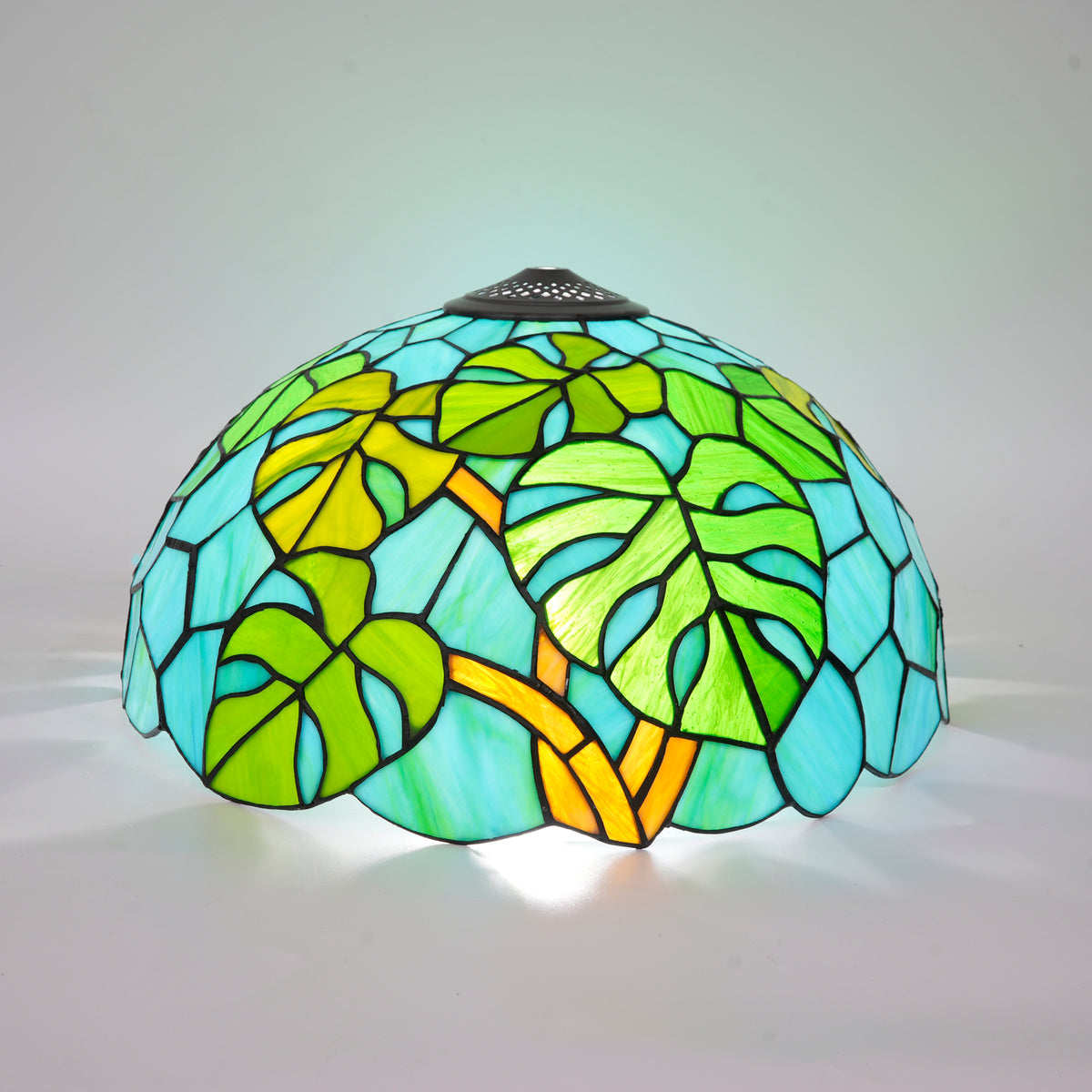 Abat-jour Dôme Tiffany en Verre Teinté Tropical