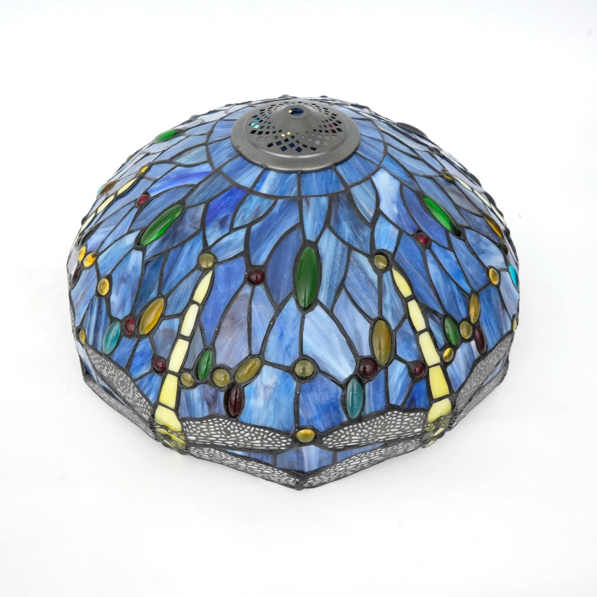 Abat-jour Tiffany Bleu en Verre Teinté Libellules