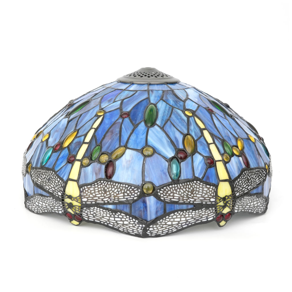Abat-jour Tiffany Bleu en Verre Teinté Libellules