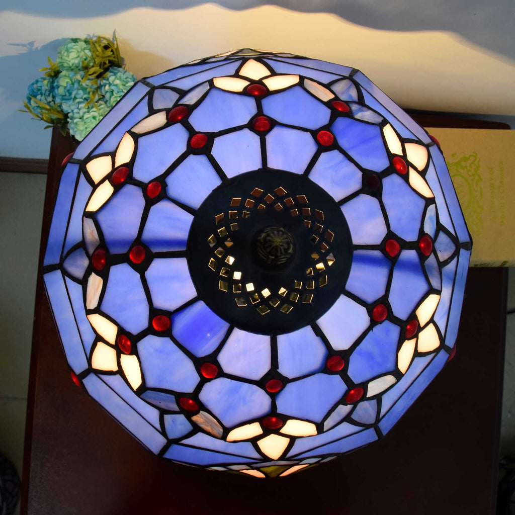 Lampe de Table Tiffany en Verre Teinté Lavande