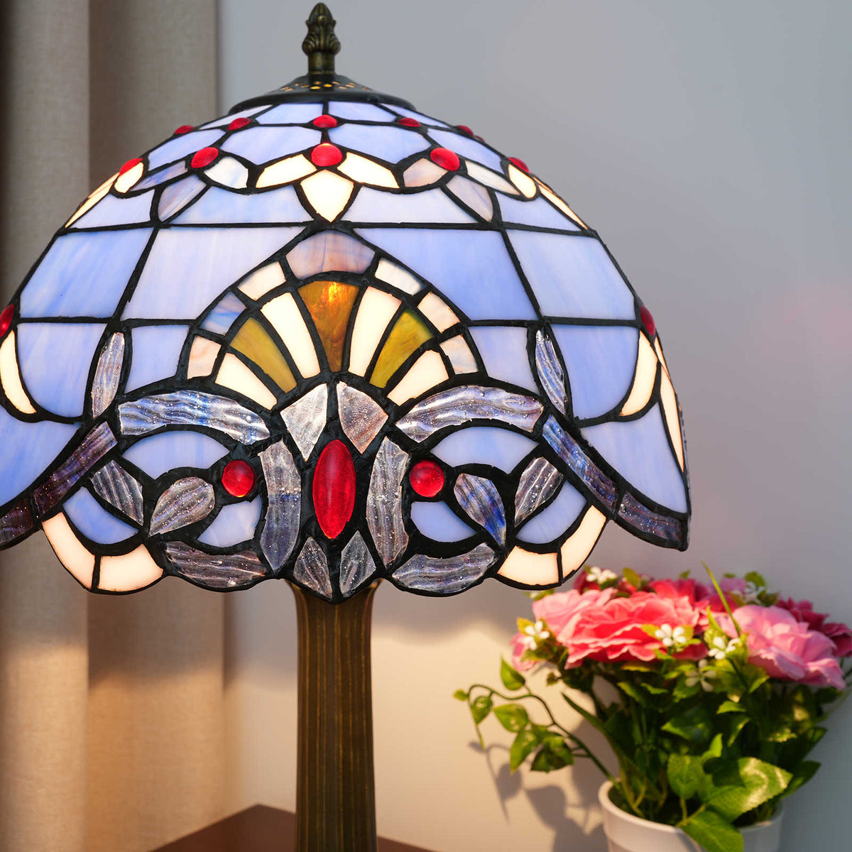 Lampe de Table Tiffany en Verre Teinté Lavande