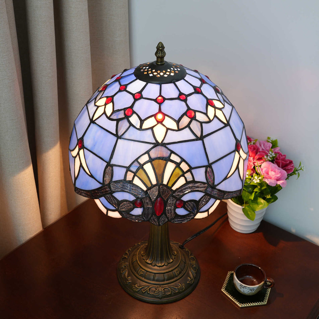 Lampe de Table Tiffany en Verre Teinté Lavande