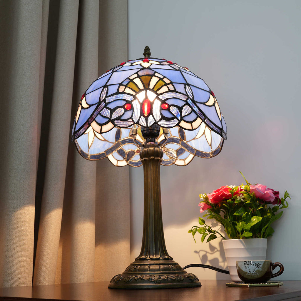 Lampe de Table Tiffany en Verre Teinté Lavande