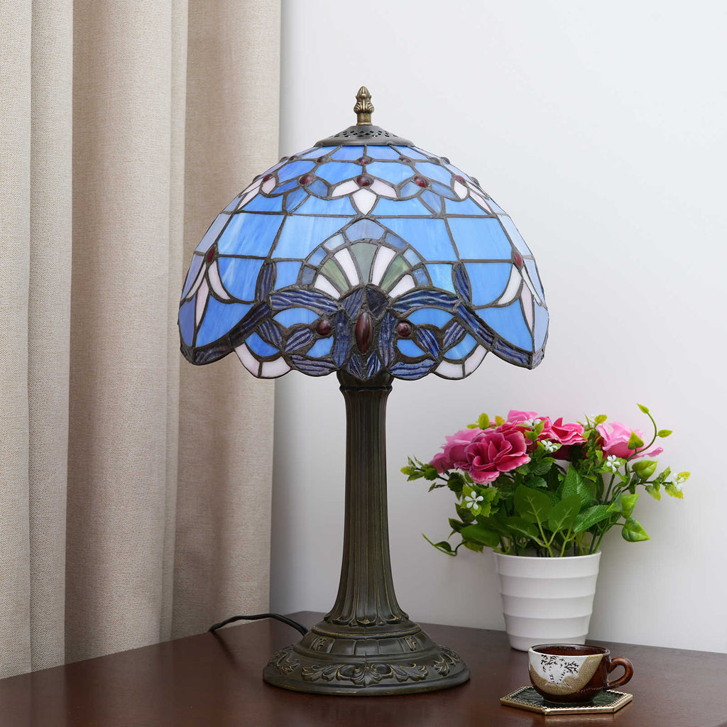 Lampe de Table Tiffany en Verre Teinté Lavande