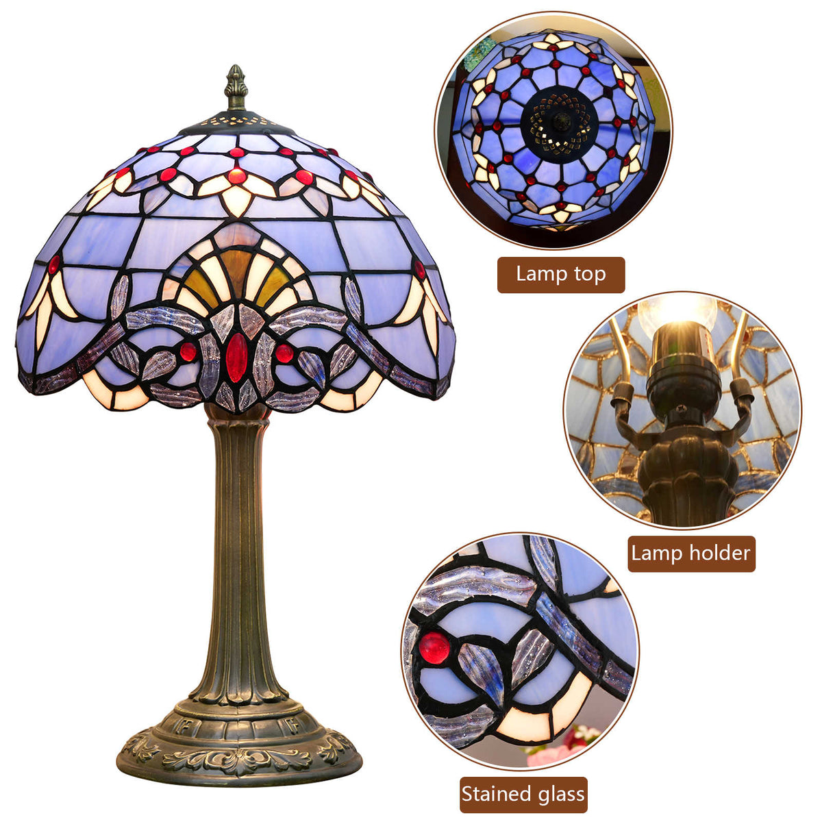 Lampe de Table Tiffany en Verre Teinté Lavande