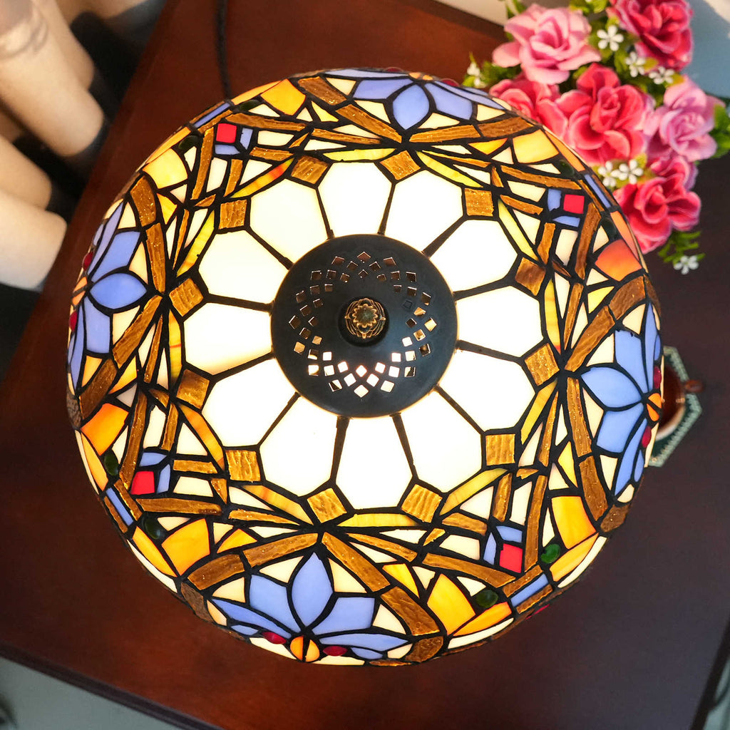 Lampe de Table Style Tiffany en Verre Teinté Multicolore
