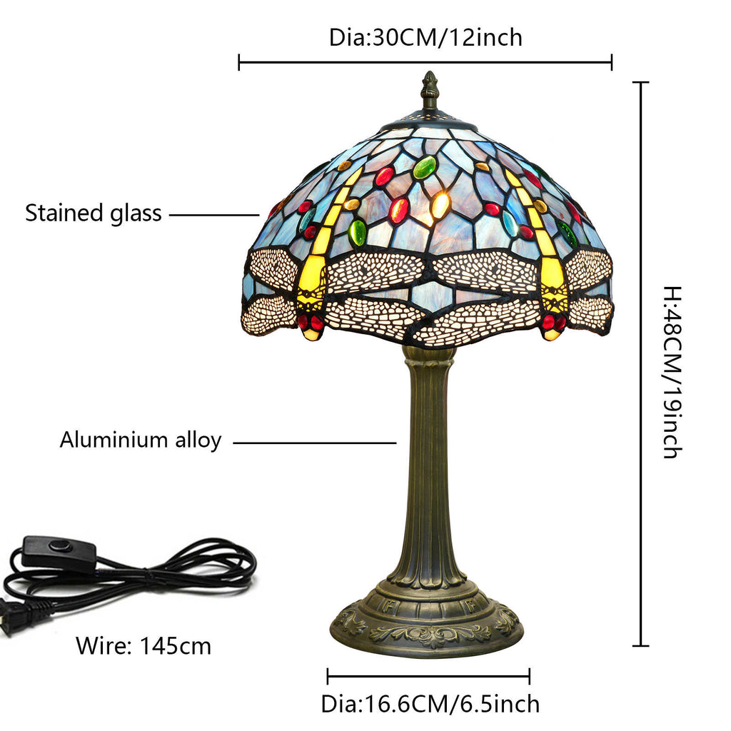 Lampe de Table Tiffany en Vitrail à Libellules