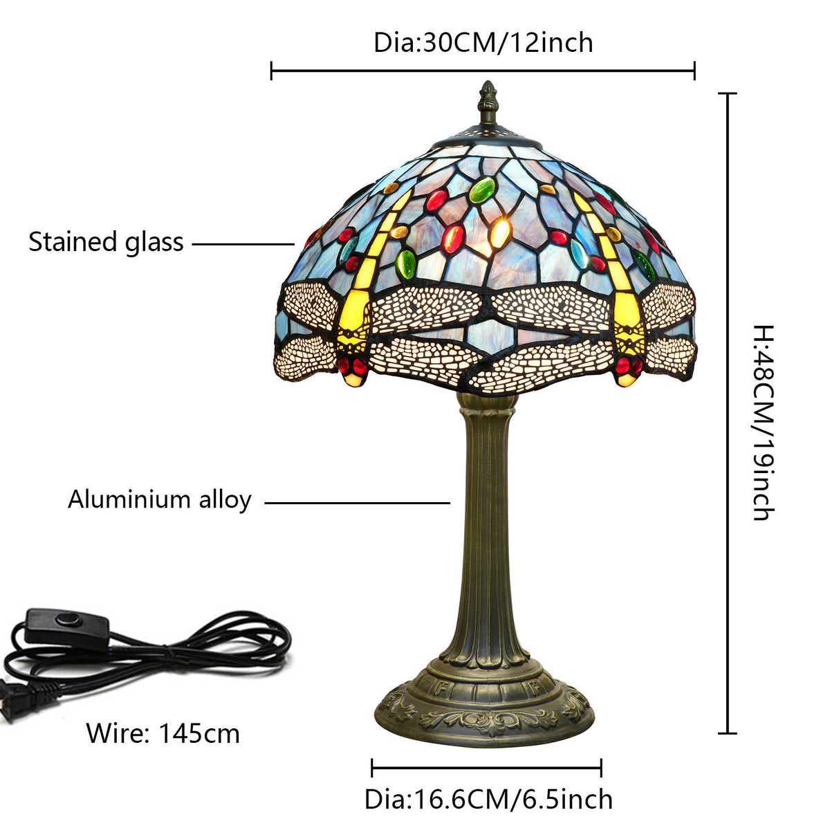 Lampe de Table Tiffany en Vitrail à Libellules
