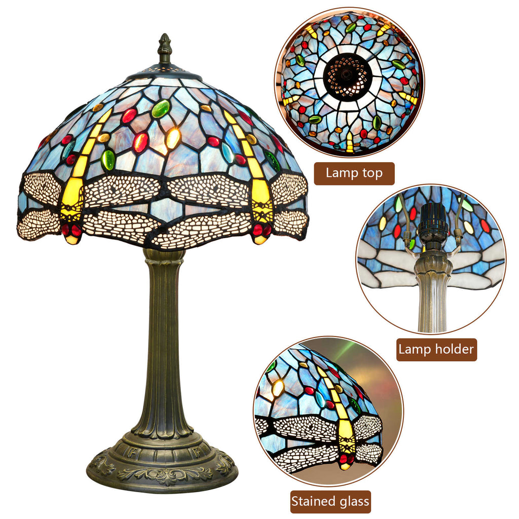 Lampe de Table Tiffany en Vitrail à Libellules