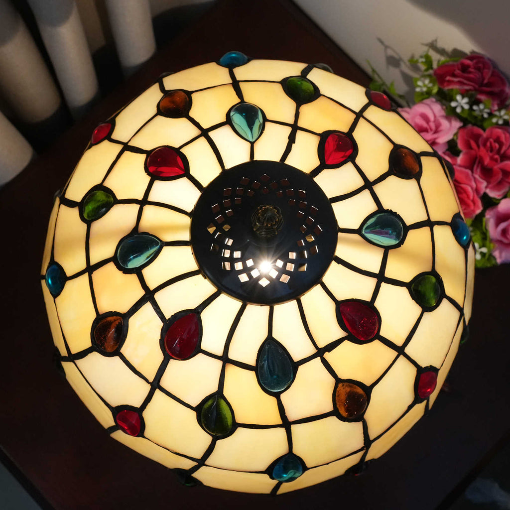 Lampe de Table Style Tiffany à Gouttes Colorées