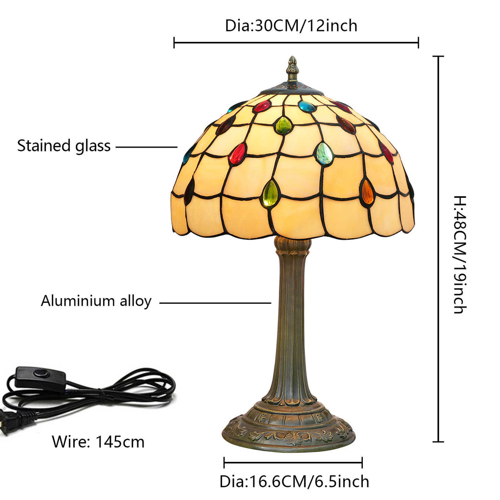 Lampe de Table Style Tiffany à Gouttes Colorées