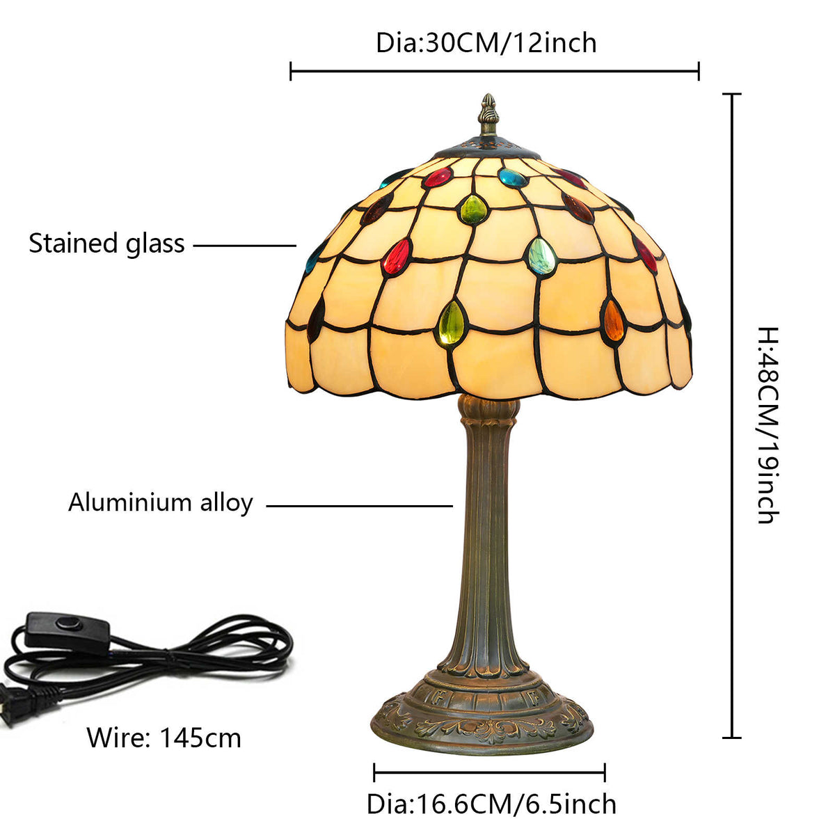 Lampe de Table Style Tiffany à Gouttes Colorées