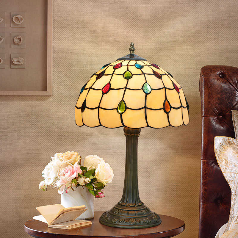 Lampe de Table Style Tiffany à Gouttes Colorées