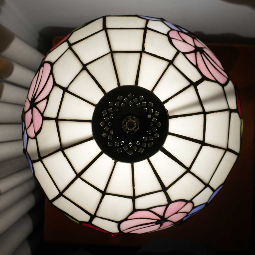 Lampe de Table Tiffany à Vitrail Floral Multicolore