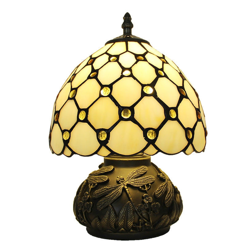 Lampe à Poser Tiffany en Verre et Résine Libellules