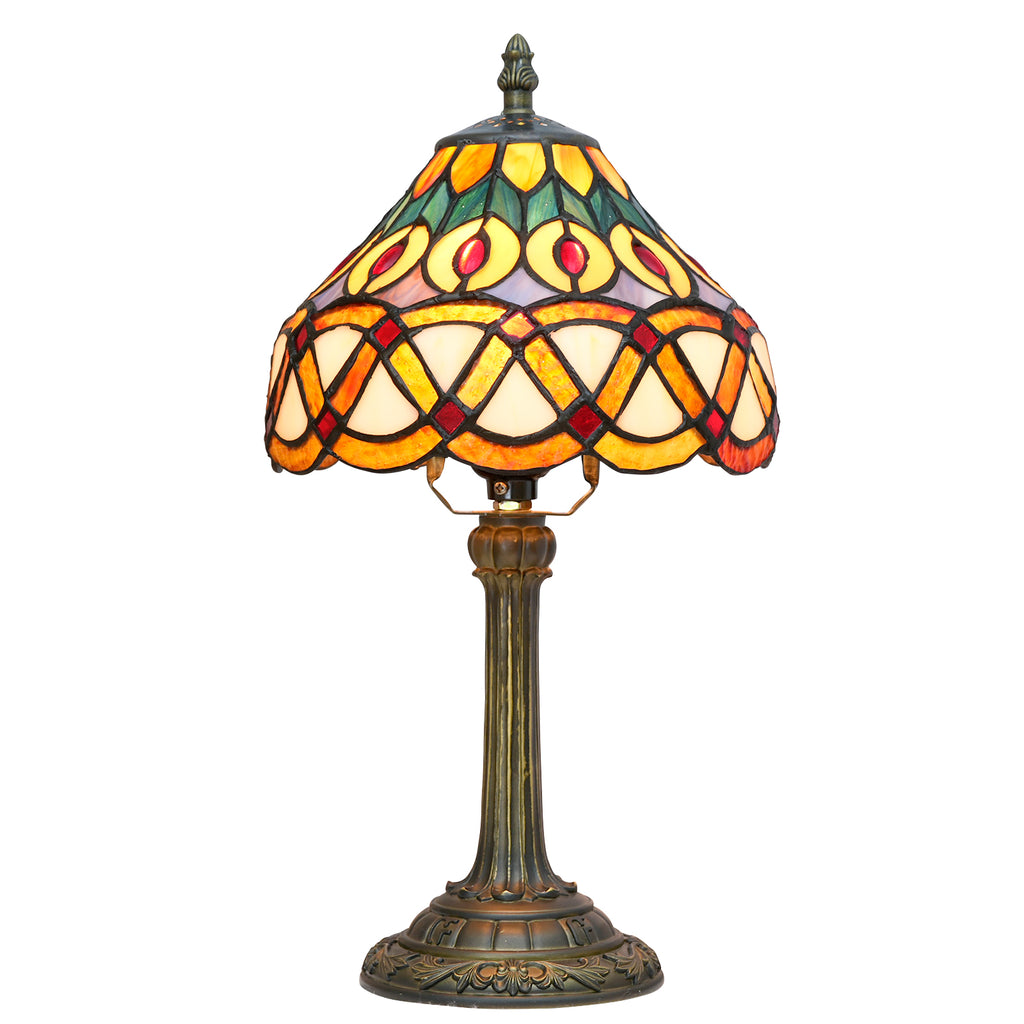 Lampe Tiffany en Verre Teinté à Motifs Géométriques
