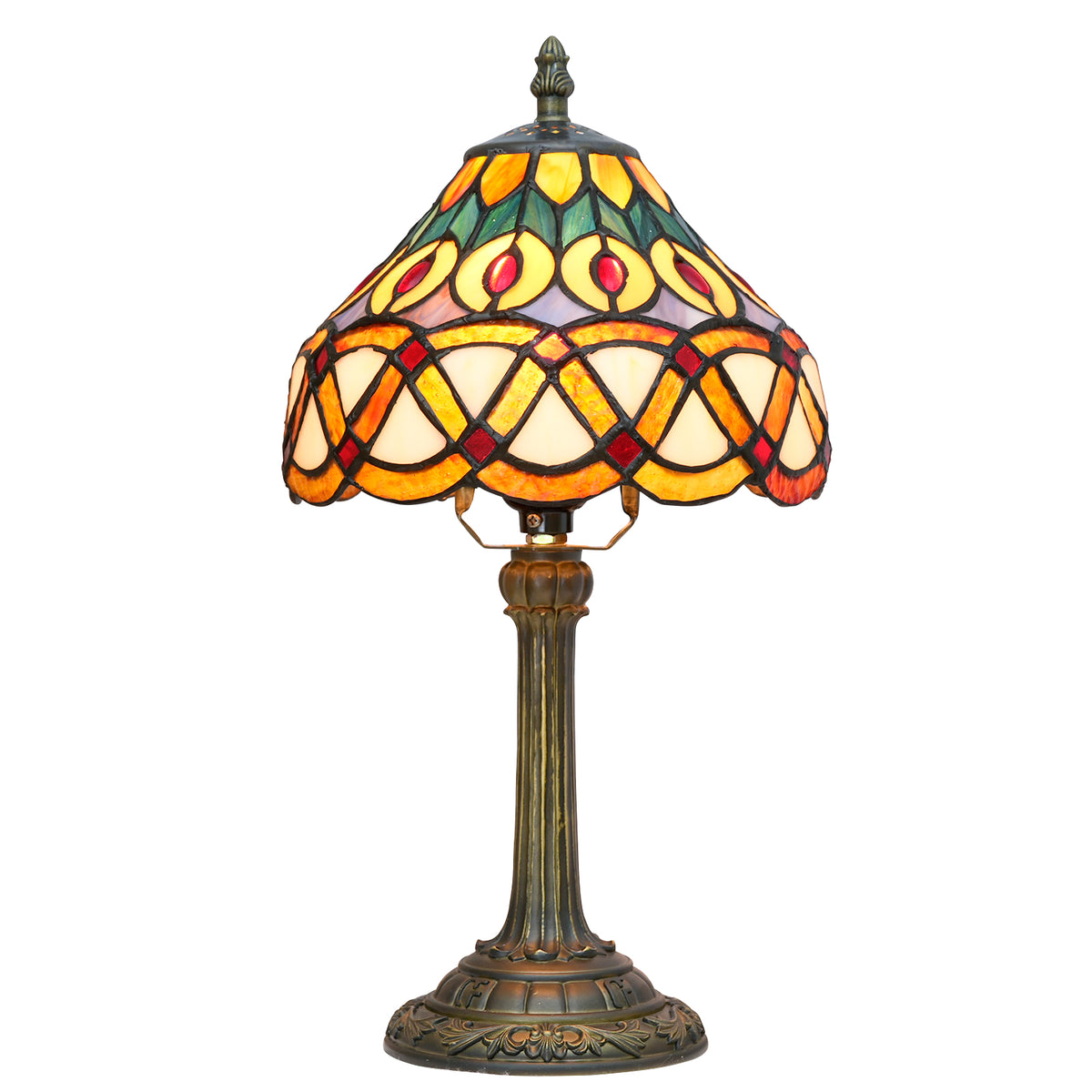 Lampe Tiffany en Verre Teinté à Motifs Géométriques