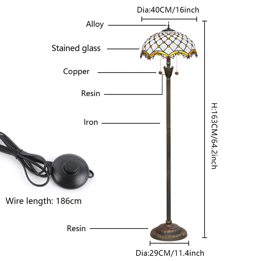 Lampadaire Vitrail Tiffany Ambre et Résine