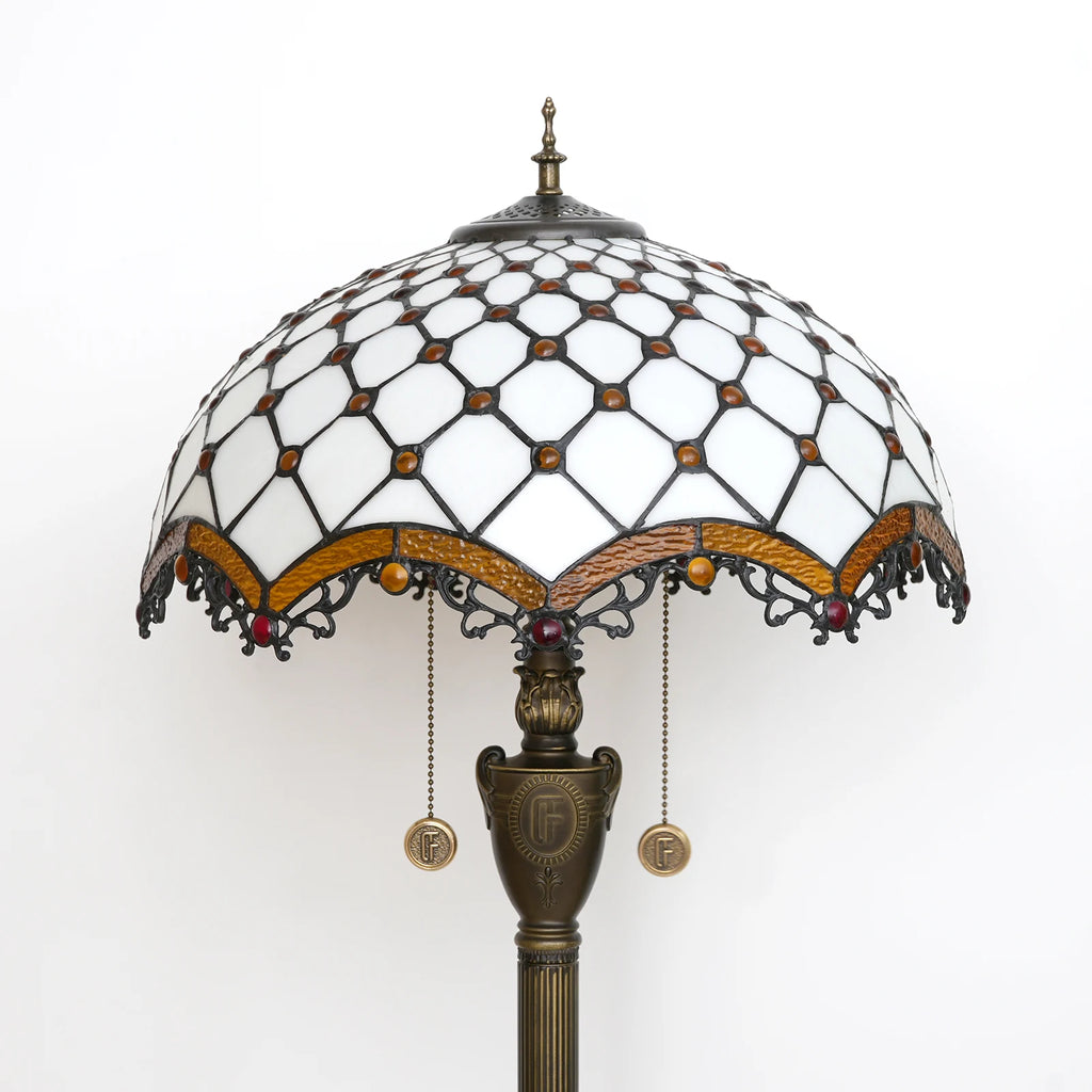 Lampadaire Vitrail Tiffany Ambre et Résine