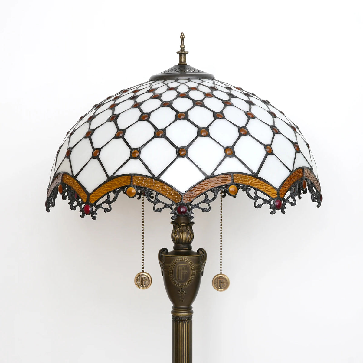 Lampadaire Vitrail Tiffany Ambre et Résine