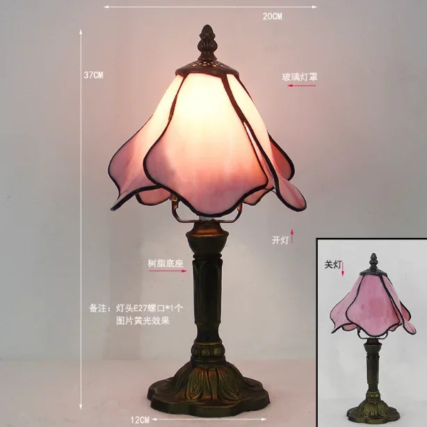Lampe de Table Vintage en Verre Rose Pâle