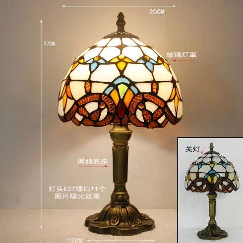 Lampe de Table Tiffany en Vitrail Multicolore