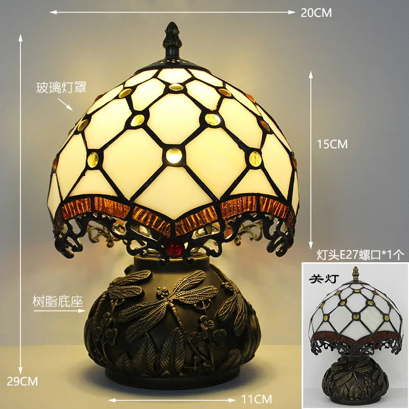 Lampe de Table Tiffany en Verre de Vitrail Libellules