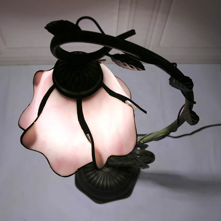 Lampe de Table Art Nouveau Vigne et Fleur Rose