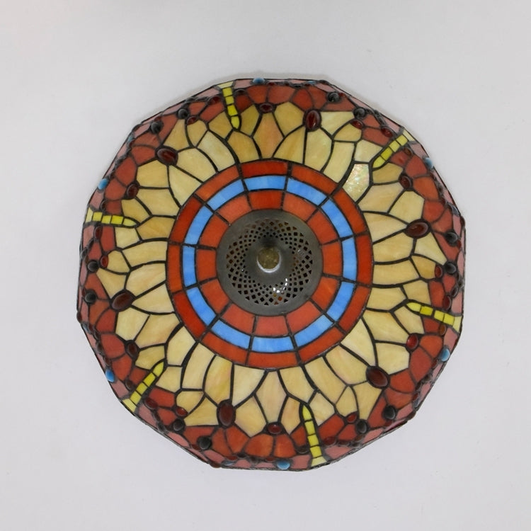 Plafonnier en Vitrail Libellule Rouge