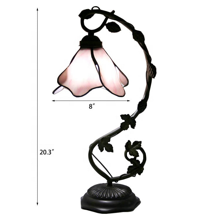 Lampe de Table Art Nouveau Vigne et Fleur Rose