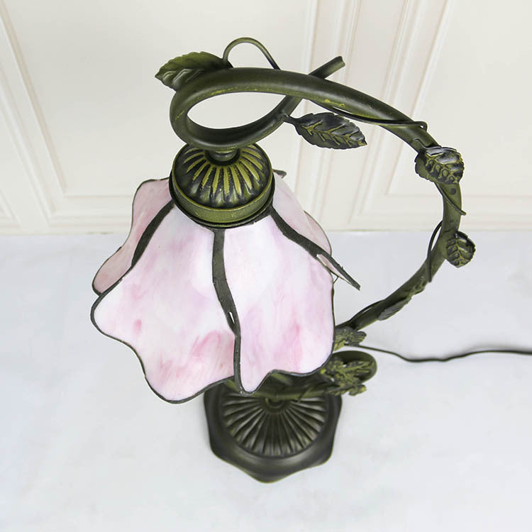 Lampe de Table Art Nouveau Vigne et Fleur Rose
