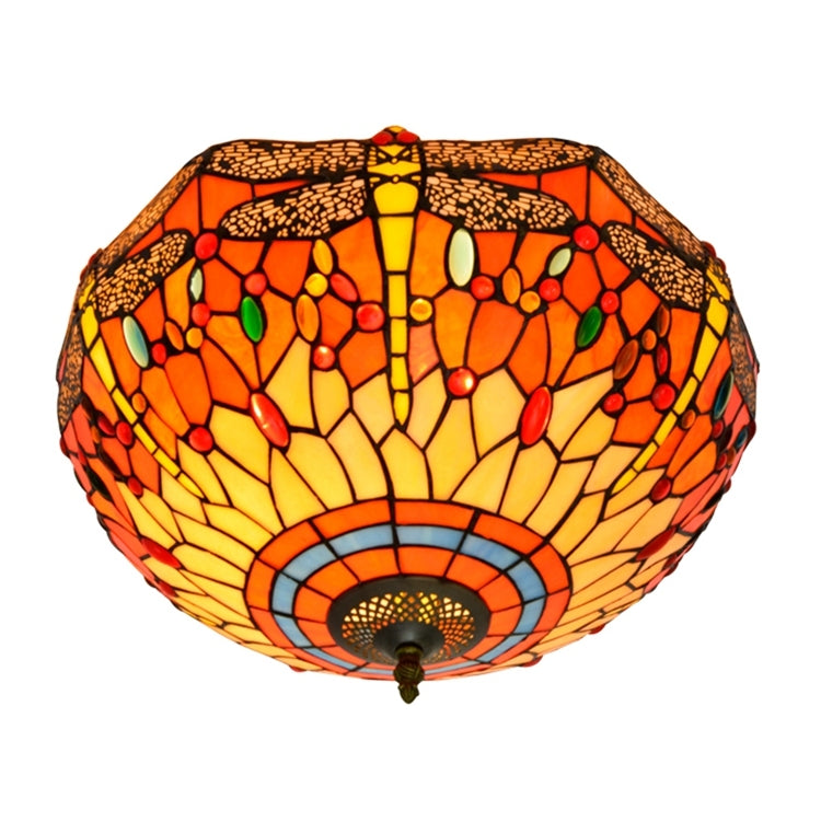 Plafonnier en Vitrail Libellule Rouge