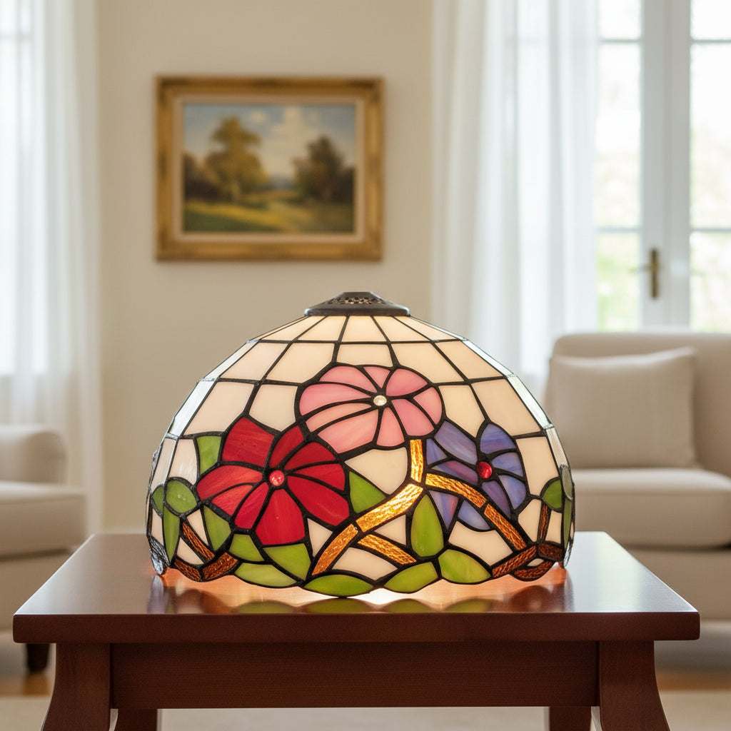 Abat-jour en Vitrail Type Tiffany Floral