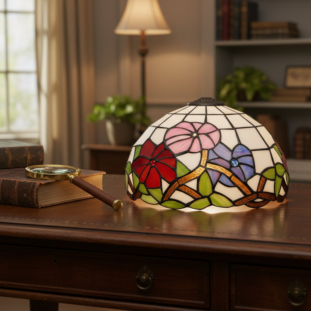 Abat-jour en Vitrail Type Tiffany Floral