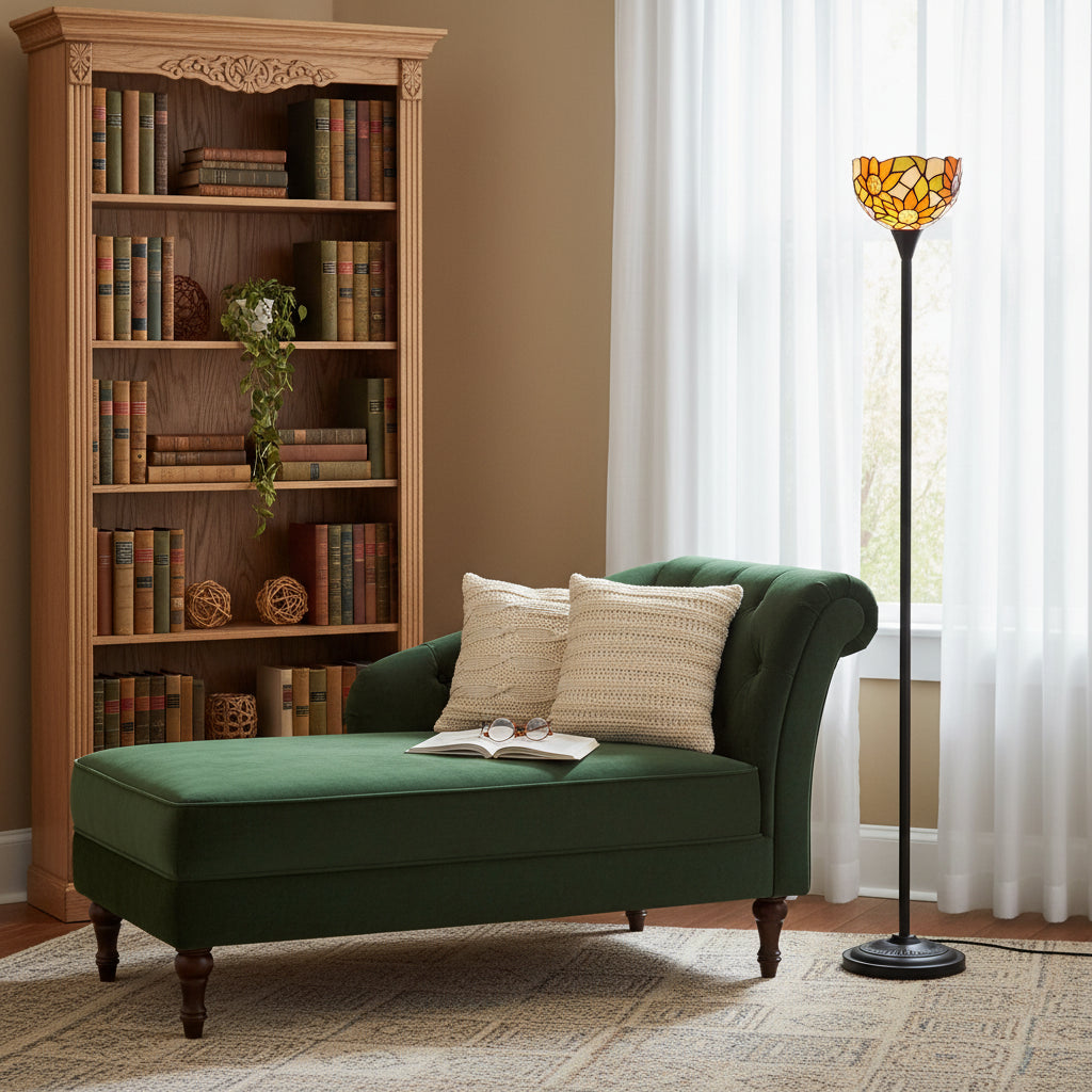 Lampadaire Style Tiffany avec Abat-jour Tournesol